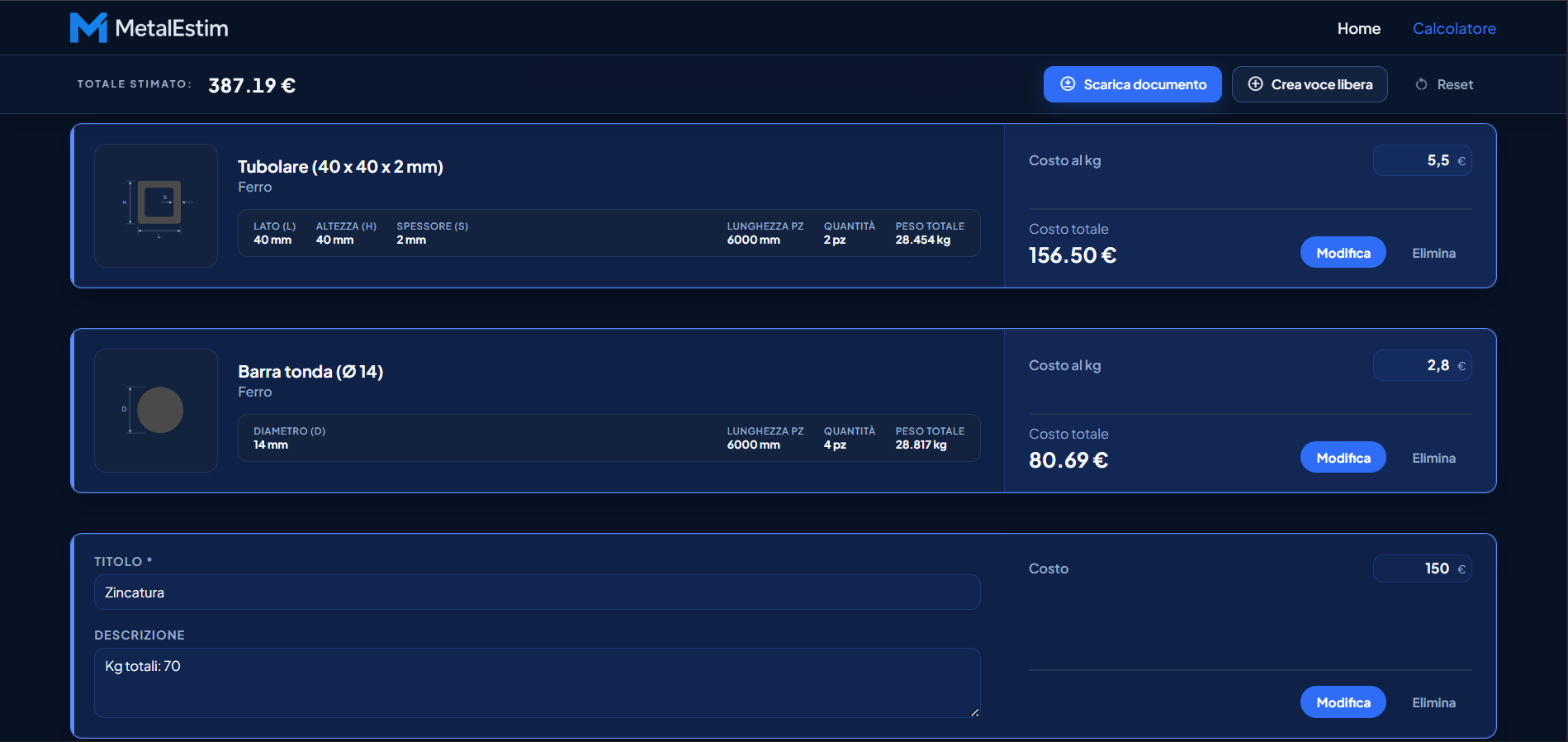 Anteprima principale di MetalEstim